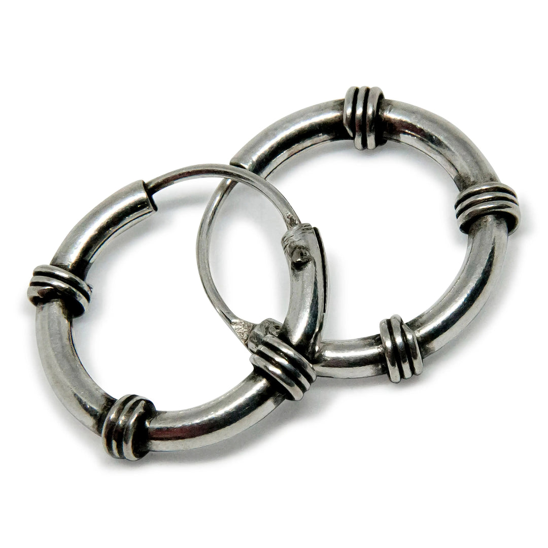 Øreringe, hoops med 3x3 viklinger, sterlingsølv Beadhouse of Copenhagen