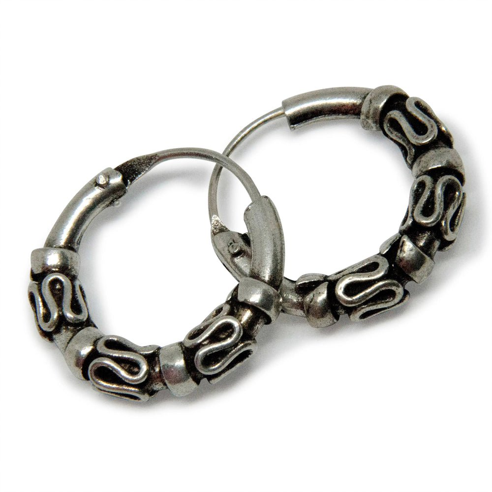 Øreringe, hoops med bølger, sterlingsølv, 17,5 x 2/4 mm Beadhouse of Copenhagen