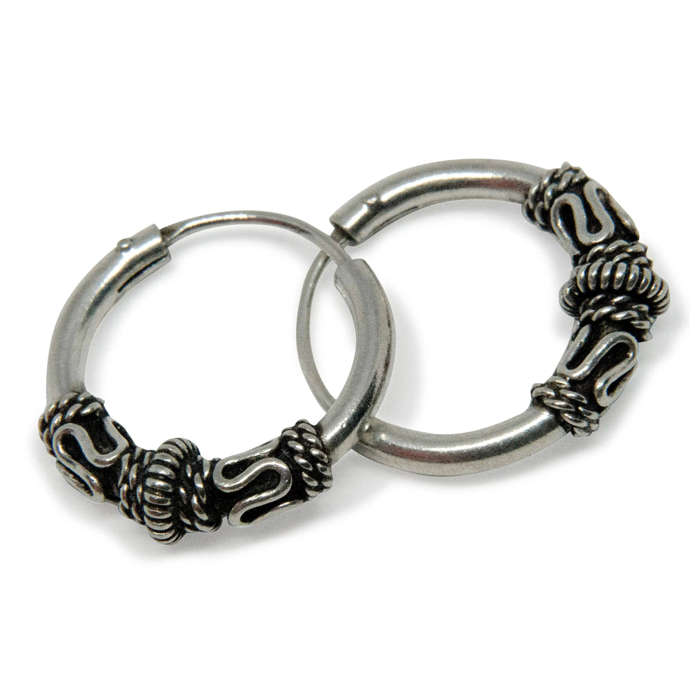 Øreringe, hoops med spiral, bølger og snoninger, sterlingsølv, 16 x 2/4 mm Beadhouse of Copenhagen