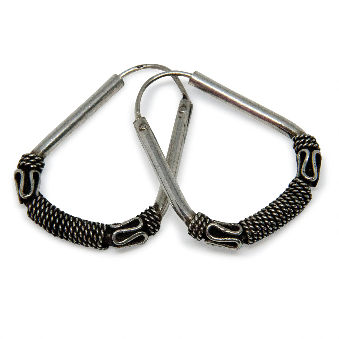 Øreringe, hoops trapez, sterlingsølv Beadhouse of Copenhagen