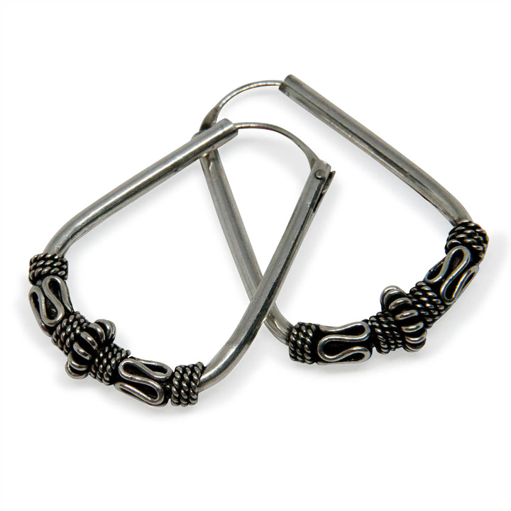 Øreringe, hoops trapez, sterlingsølv Beadhouse of Copenhagen