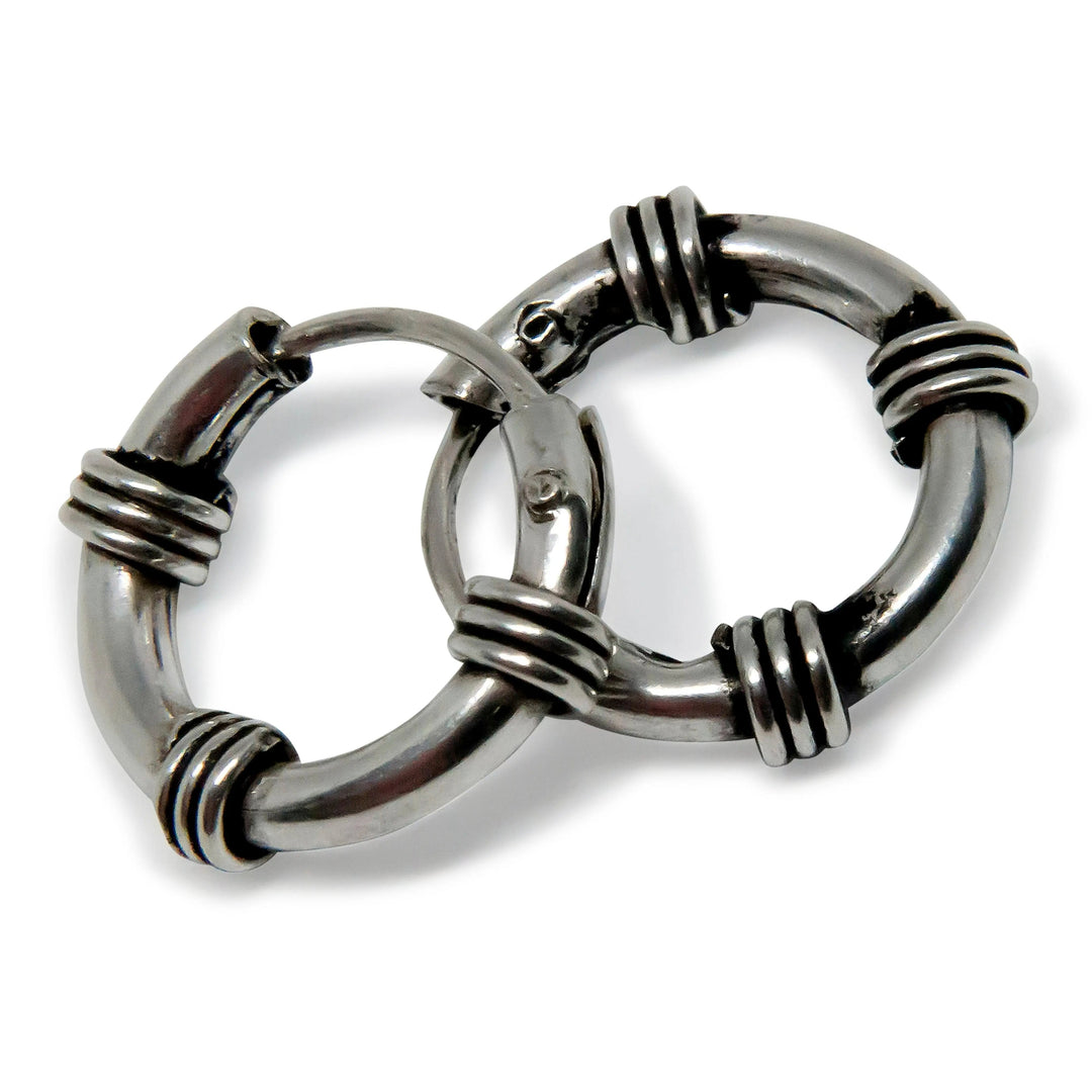 Øreringe, hoops med 3x3 viklinger, sterlingsølv Beadhouse of Copenhagen