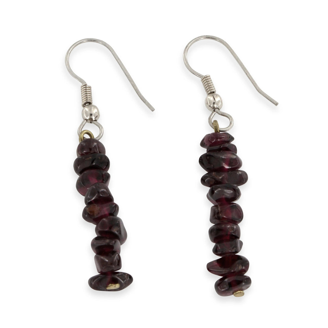 Øreringe, ørekrog med granat chips, sterlingsølv Beadhouse of Copenhagen