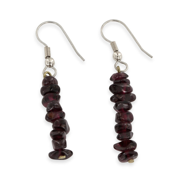 Øreringe, ørekrog med granat chips, sterlingsølv Beadhouse of Copenhagen