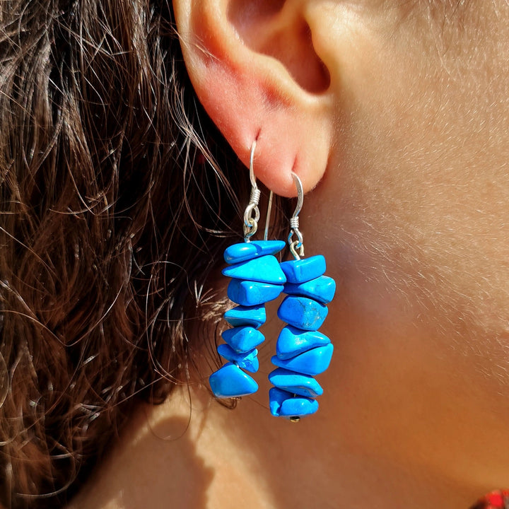 Øreringe, ørekroge howlit chips, sterlingsølv Beadhouse of Copenhagen