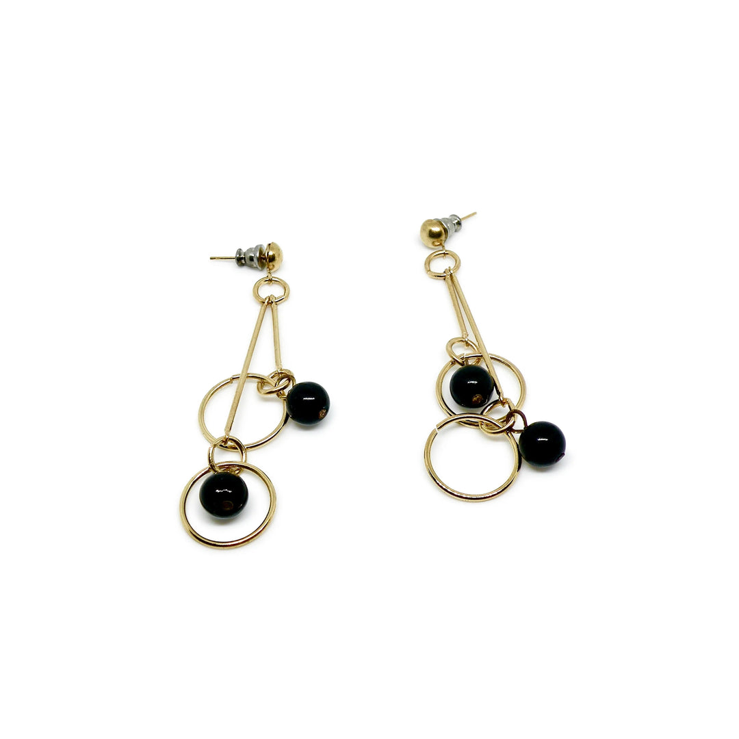 Øreringe, ørestikkere cirkler og perler, forgyldt messing Beadhouse of Copenhagen