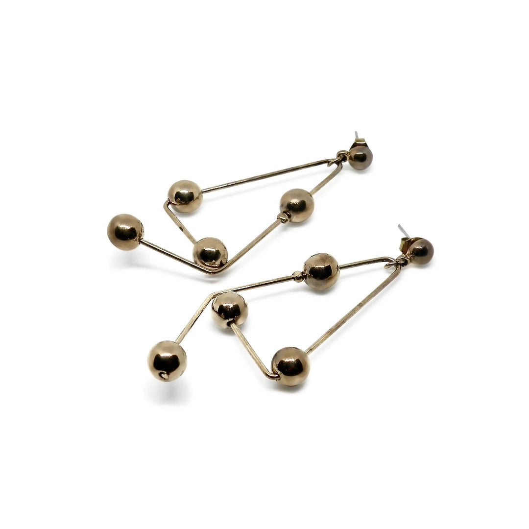 Øreringe, ørestikkere molekyle, forsølvet og forgyldt messing Beadhouse of Copenhagen