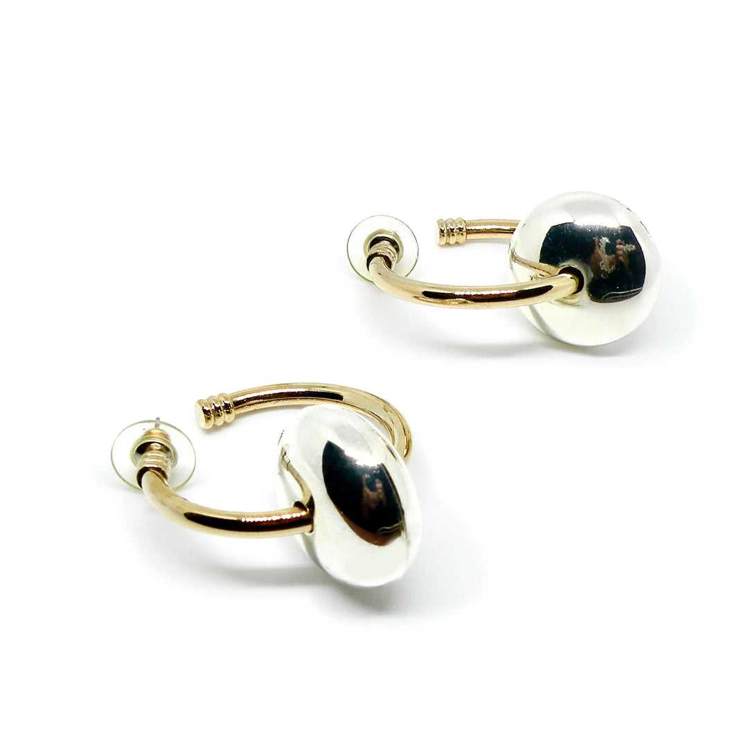 Øreringe, ørestikkere hoop med stor perle, forgyldt messing Beadhouse of Copenhagen