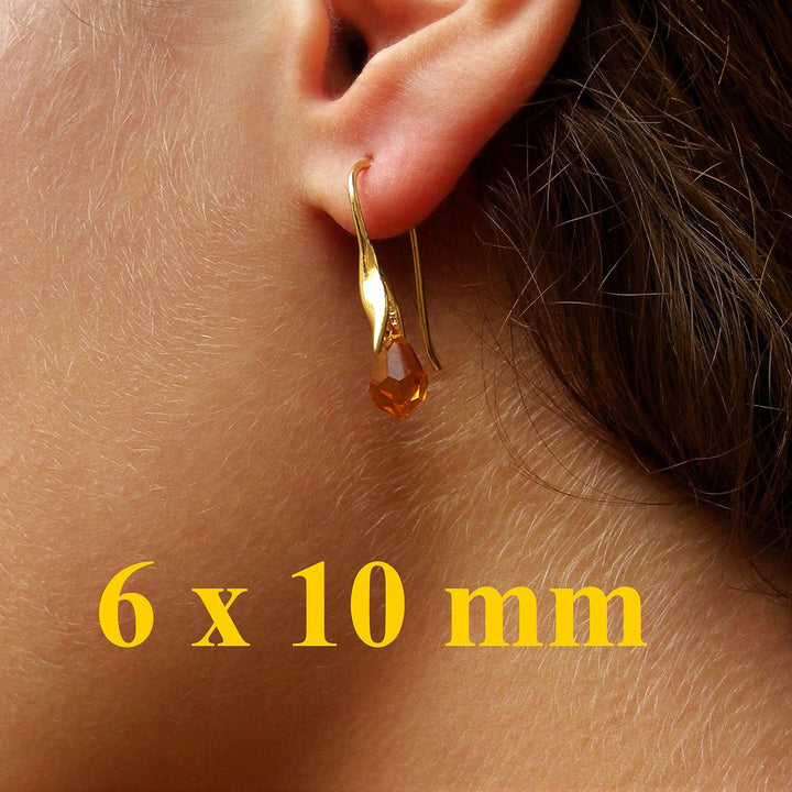 Øreringe med green tourmaline crystal drops i forgyldt sølv og sølv Beadhouse of Copenhagen