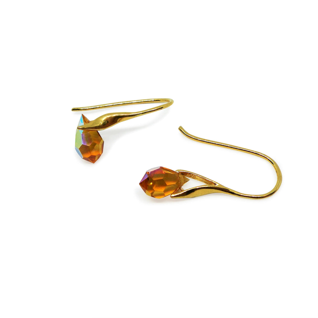 Øreringe med topaz ab crystal drops, sterlingsølv og forgyldt sterlingsølv Beadhouse of Copenhagen