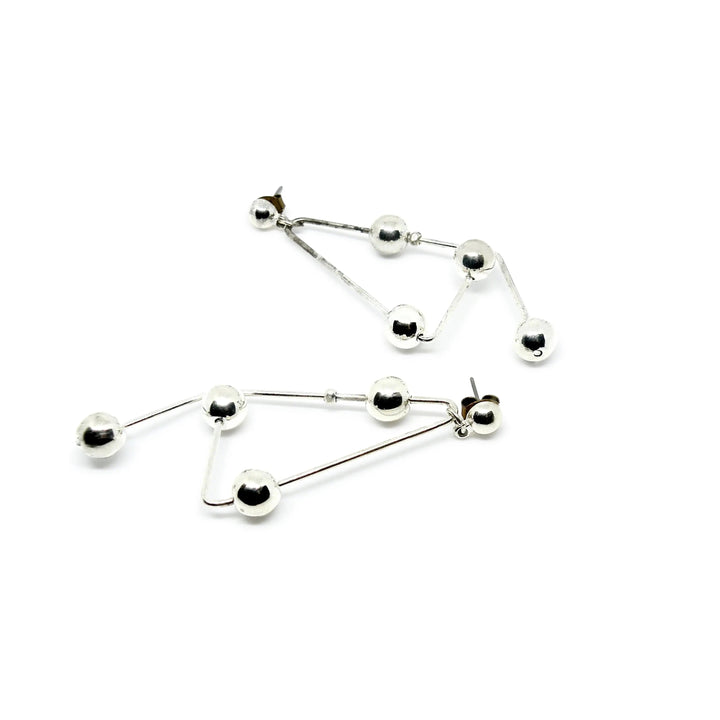 Øreringe, ørestikkere molekyle, forsølvet og forgyldt messing Beadhouse of Copenhagen