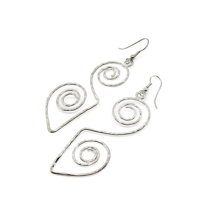 Øreringe, ørekroge dobbelt spiral, forsølvet og forgyldt messing Beadhouse of Copenhagen