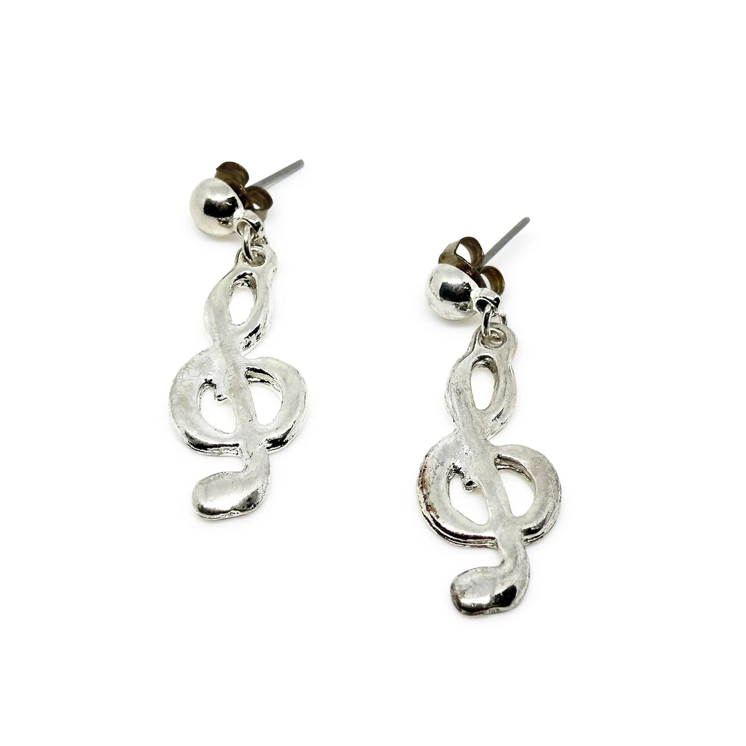 Øreringe, ørestikkere chunky g-nøgle, forgyldt og forsølvet messing Beadhouse of Copenhagen