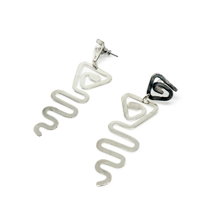 Øreringe, ørestikkere stiliseret slange, forsølvet messing Beadhouse of Copenhagen