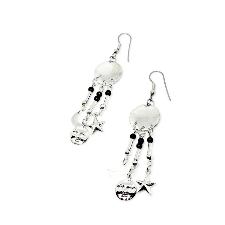 Øreringe, ørekroge sol, måne, stjerne, forsølvet messing Beadhouse of Copenhagen