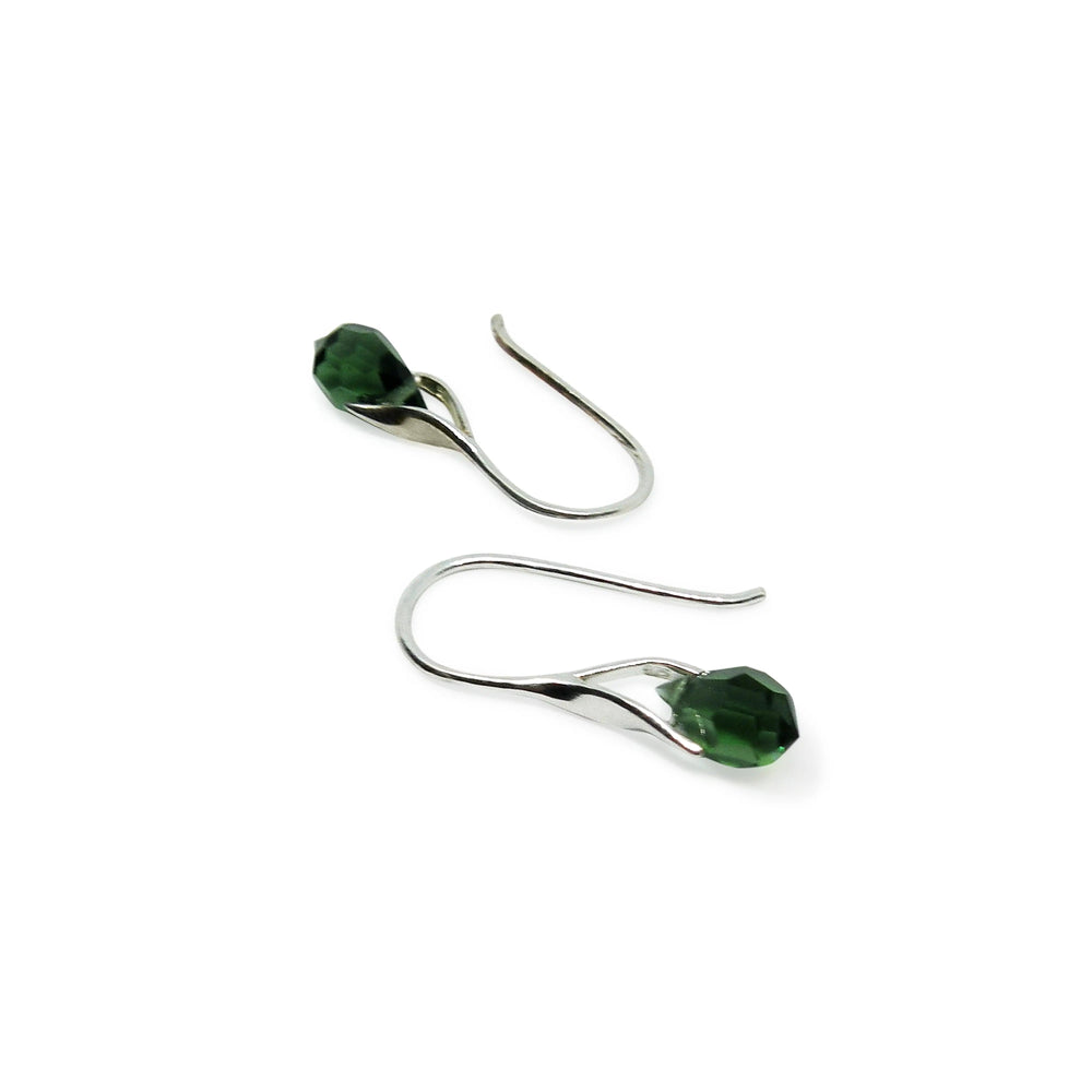Øreringe med green tourmaline crystal drops i forgyldt sølv og sølv Beadhouse of Copenhagen