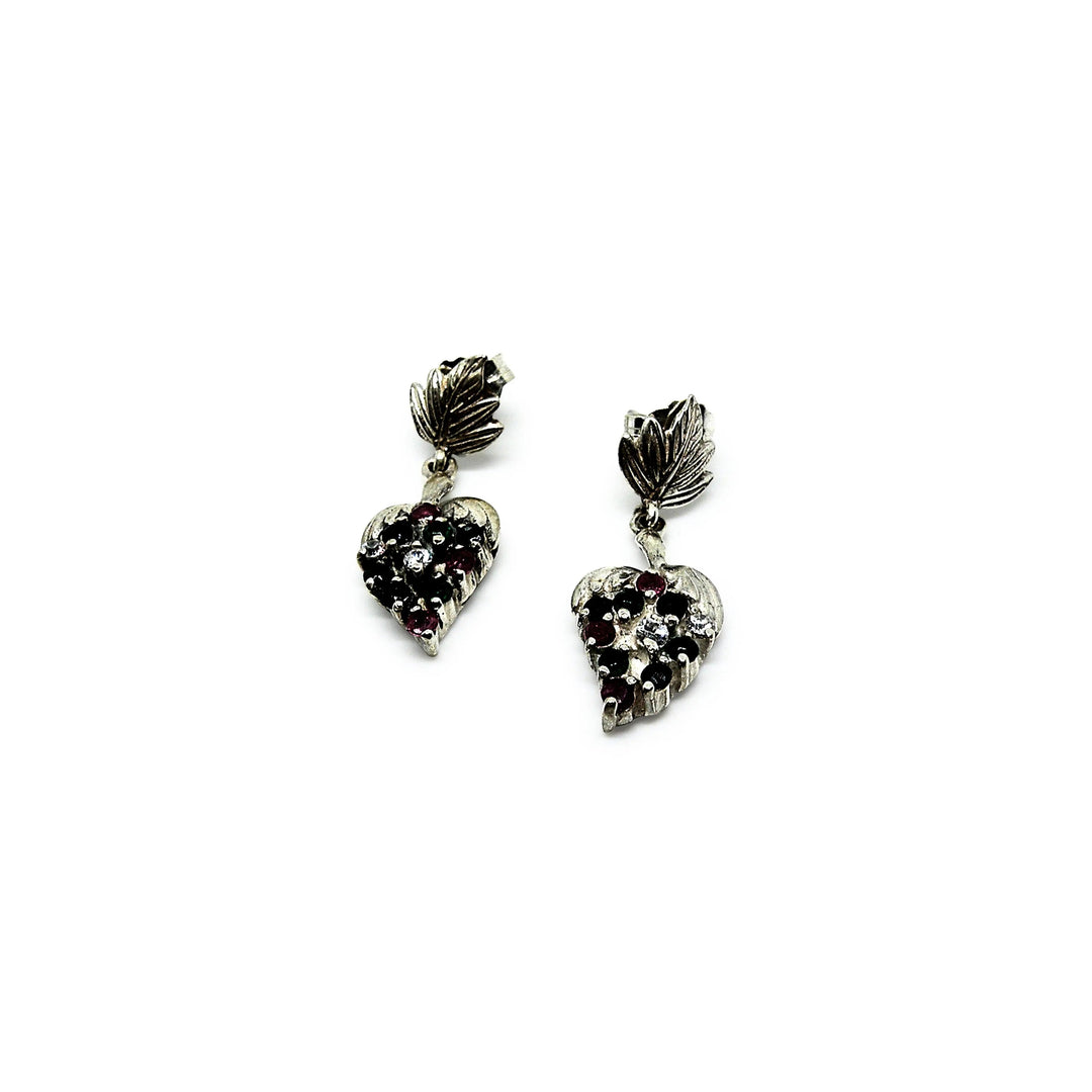 Øreringe, ørestikkere blad med krystaller, sterlingsølv, 27 mm Beadhouse of Copenhagen