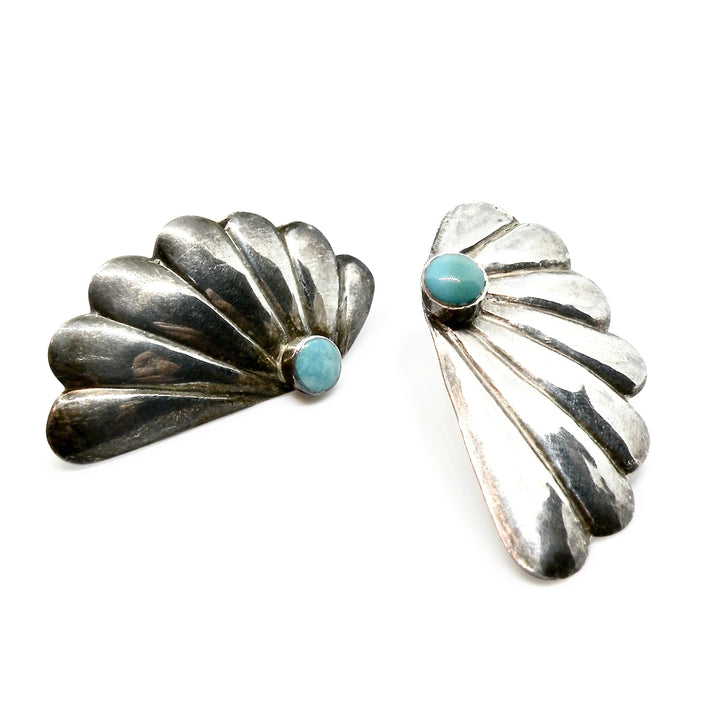 Øreringe, ørestikkere vifte med smykkesten, sterlingsølv, 38 mm Beadhouse of Copenhagen