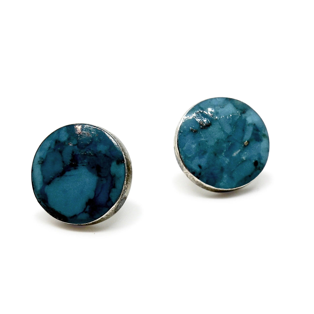 Øreringe, ørestikkere rund med turkis, sterlingsølv 12 mm Beadhouse of Copenhagen