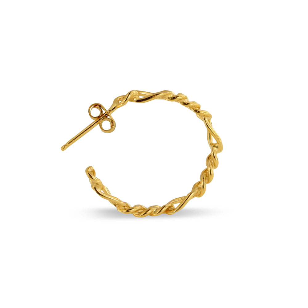 Øreringe, ørestikkere hoop af figaro kæde, forgyldt sterlingsølv Aura