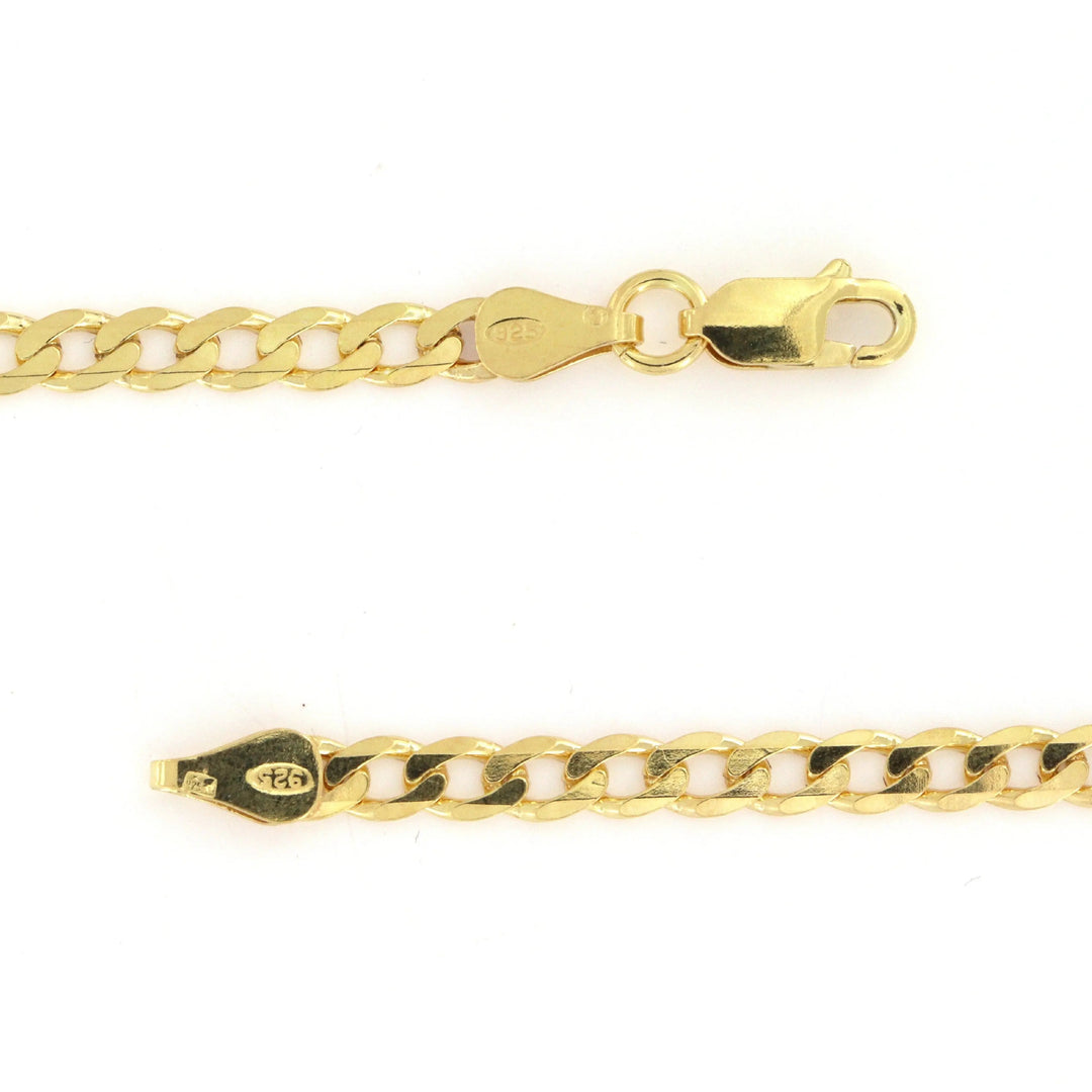 Halskæde, panser facet kæde flad, forgyldt sterlingsølv, 45 cm/4,5 mm bred Silveks