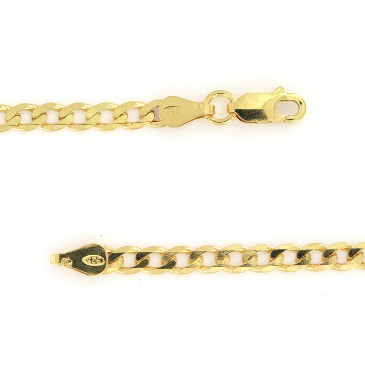 Halskæde, panser facet kæde flad, forgyldt sterlingsølv, 45 cm/4,5 mm bred Silveks