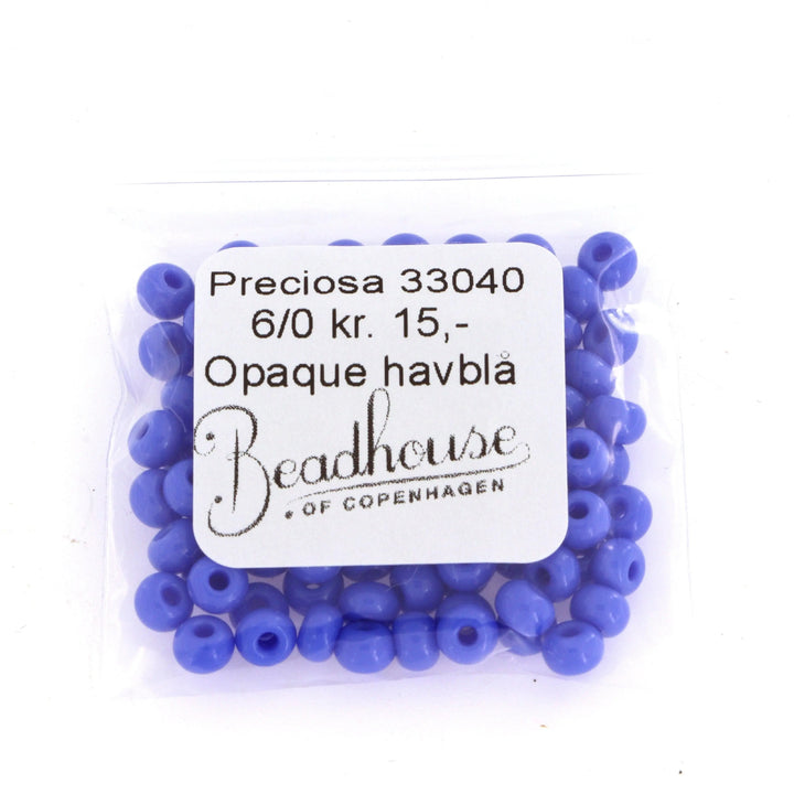 Blå glasperler, preciosa, natural opaque violet blue, storkøb Preciosa