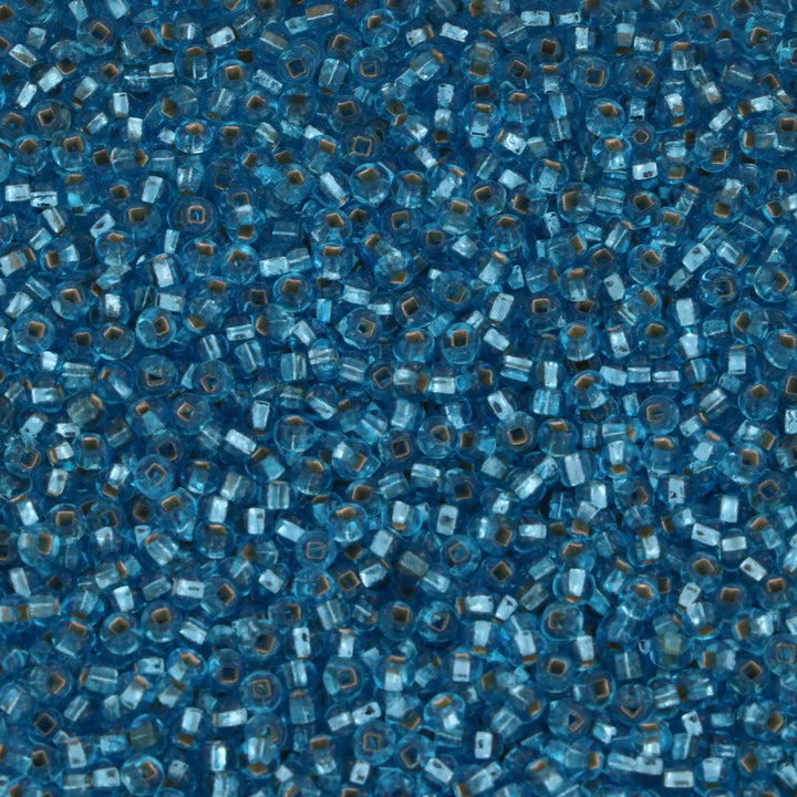 Blå glasperler, preciosa, silverlined aquamarine, storkøb Preciosa