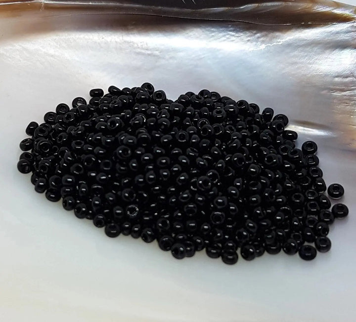 Sorte glasperler, preciosa, natural opaque black, storkøb Preciosa