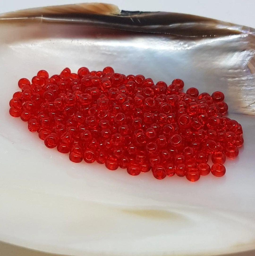 Røde glasperler, preciosa, natural transparent red, storkøb Preciosa