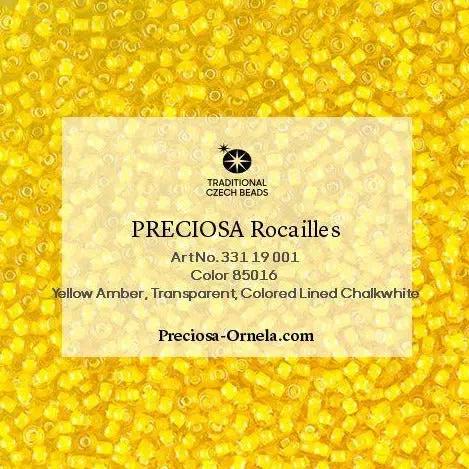 Gule glasperler, preciosa, whitelined transp. yellow amber, storkøb Preciosa