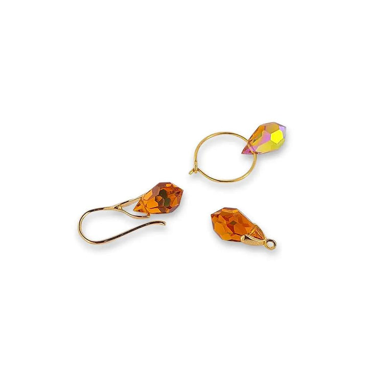 Blå glasperler, preciosa crystal drops, montana,  6 x 10 mm Beadhouse of Copenhagen