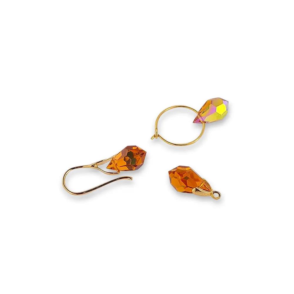 Gule glasperler, preciosa crystal drops, light cool topaz, 9 x 15 mm Beadhouse of Copenhagen