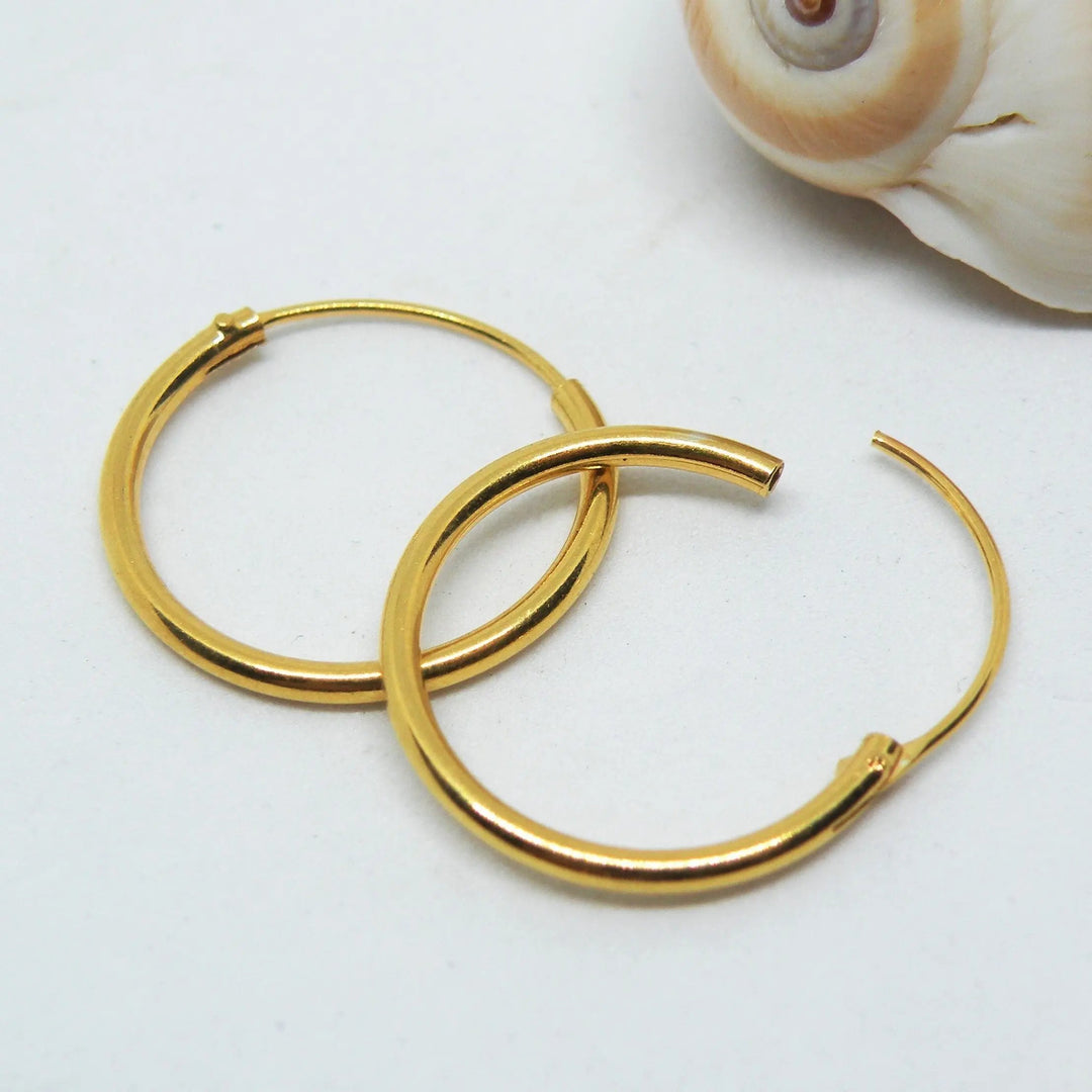 Øreringe, hoops, 18mm, sterlingsølv og forgyldt sterlingsølv BLT