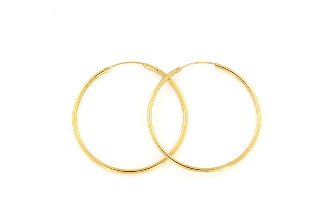 Øreringe, hoops, 50 mm, forgyldt og sterlingsølv BLT