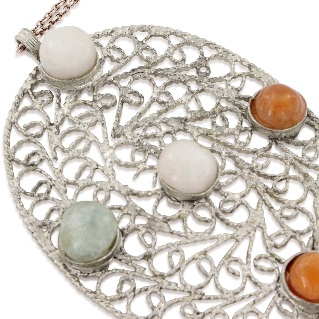 Vedhæng, indisk filigran vedhæng med smykkesten, forsølvet messing Beadhouse of Copenhagen