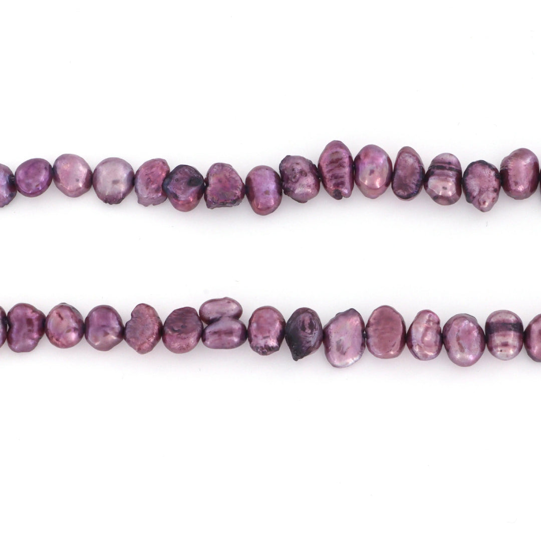 Ferskvandsperler, string, lilla barok indfarvet, 40 cm/6,5 x 8 mm Beadhouse of Copenhagen