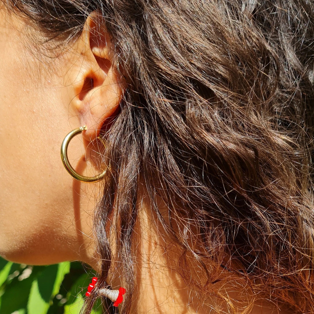 Øreringe, hoops, forgyldt sterlingsølv, 26 x 3 mm. 103c Italy