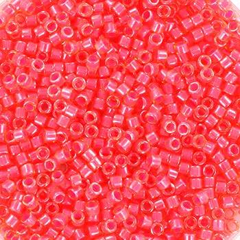 Pink glasperler, miyuki delica beads, luminous poppy red Krea