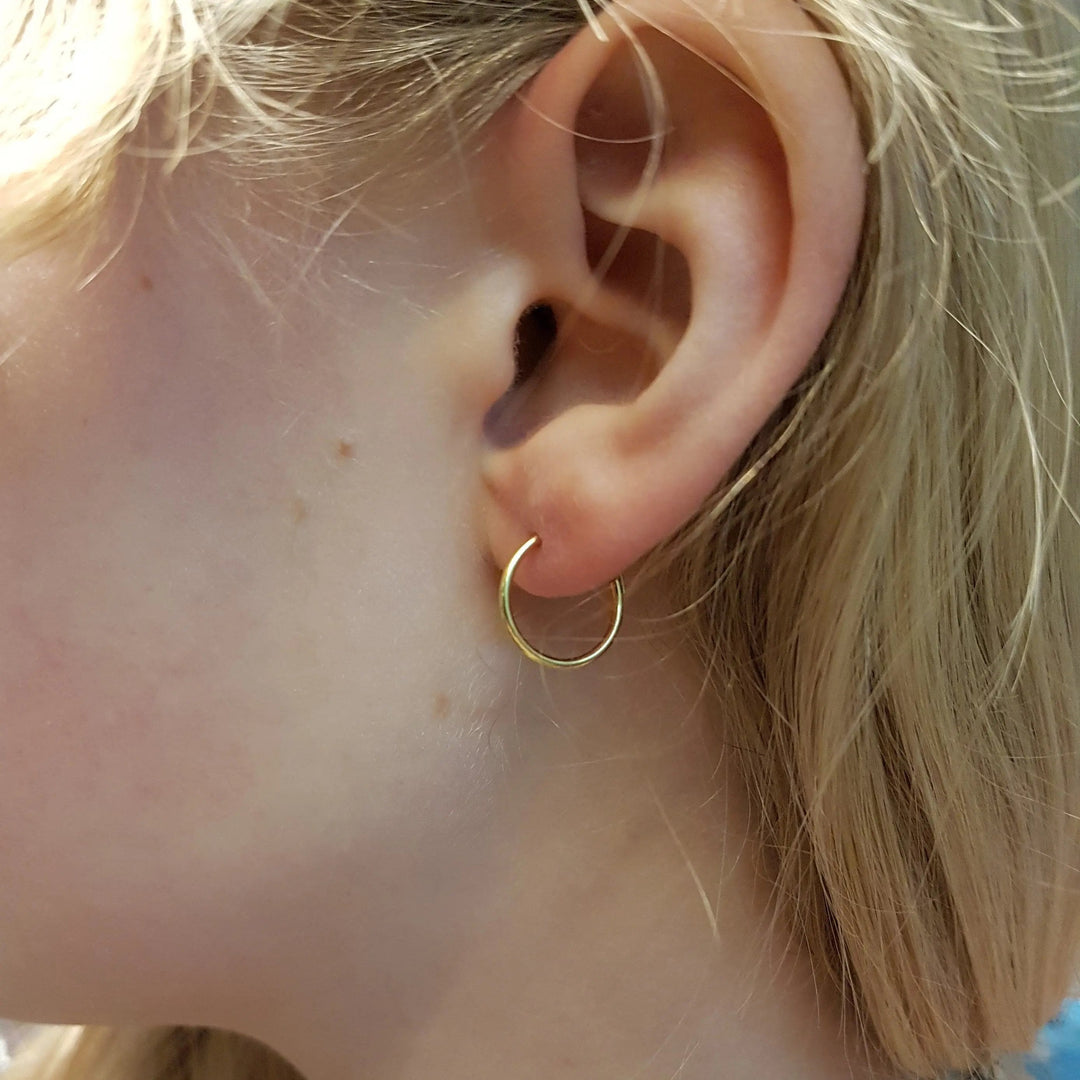 Øreringe, hoops, 14 mm, sterlingsølv og forgyldt sterlingsølv BLT