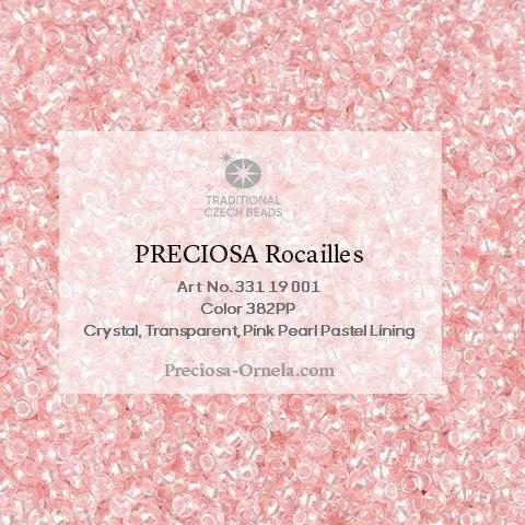 Lyserøde glasperler, preciosa, colour lined pastel pink, storkøb Preciosa